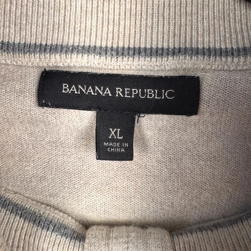 Banana‎ Republic Sweater Mens XL Mock Neck Half Zip Pullover Long Sleeve Ivory